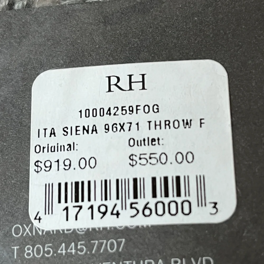 RH - Restoration Hardware ITALIAN SIENA LAMB'S WOOL, SILK & CASHMERE THROW